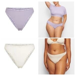 2pcs Skims LACE POINTELLE CHEEKY Brief/4X/ LAVENDER & BONE NWT